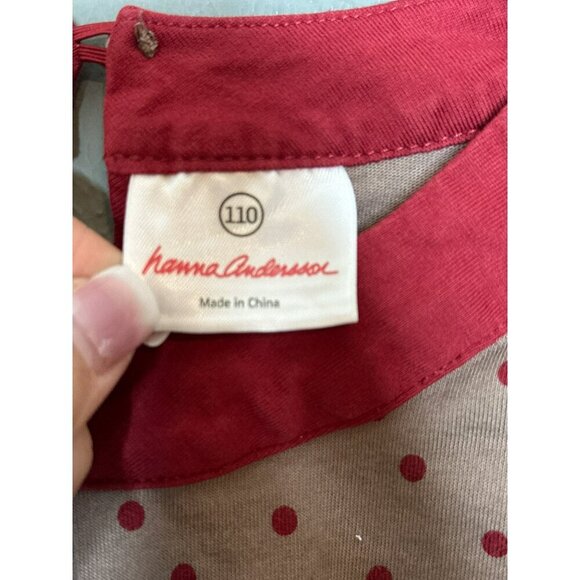 Hanna Andersson Girls5 / 110 cm Cranberry Set Dot LS Dress - Picture 4 of 11